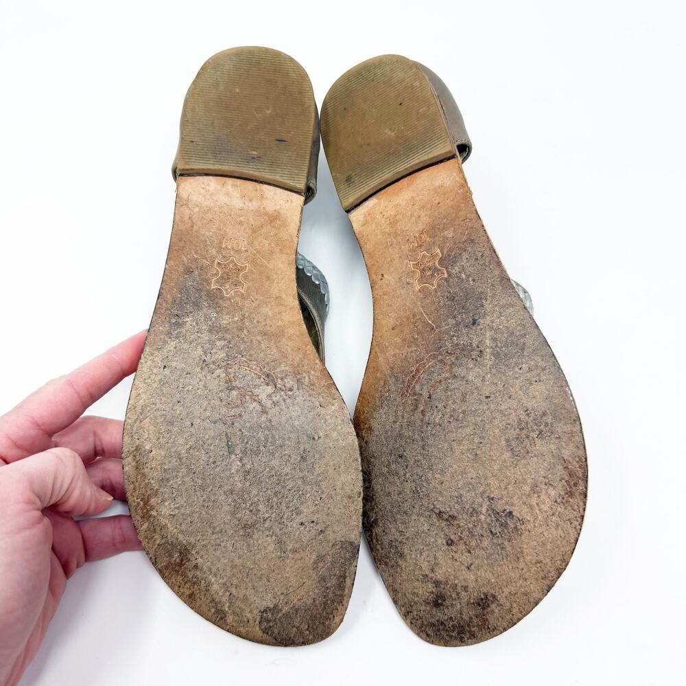 Lucchese Spirit Tan Leather Carly Gladiator Sandals Size 10 Thong Style Back Zip - Picture 6 of 8